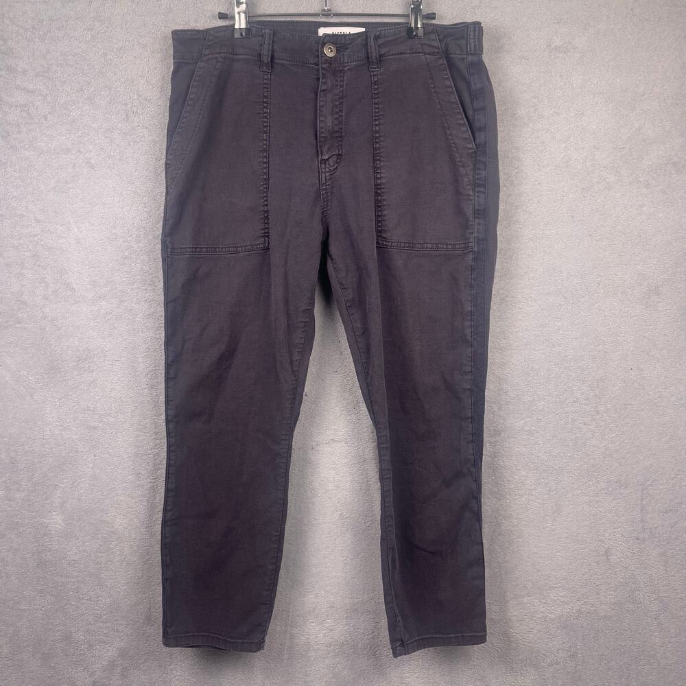 Pistola Womens High Rise Cropped Utility Pants SZ 30 Mara Black Denim Trousers